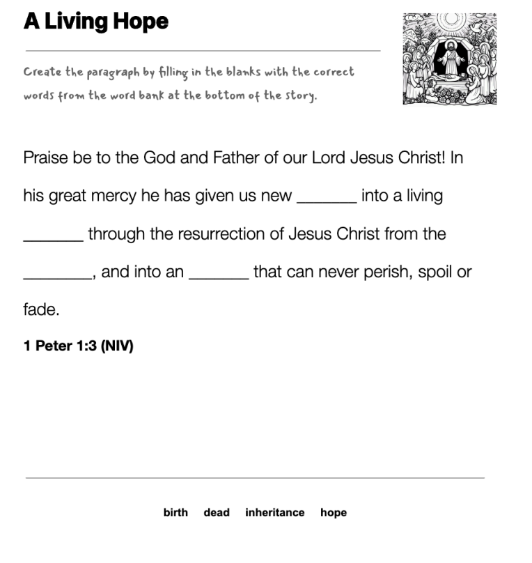 A Living Hope fill-in-the-blank